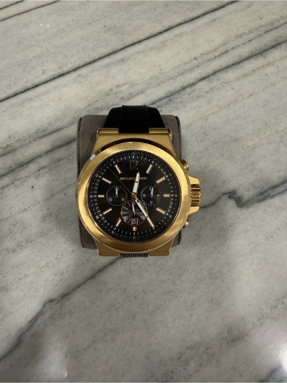 Michael Kors Gold Case Watch with Black Dial and Strap